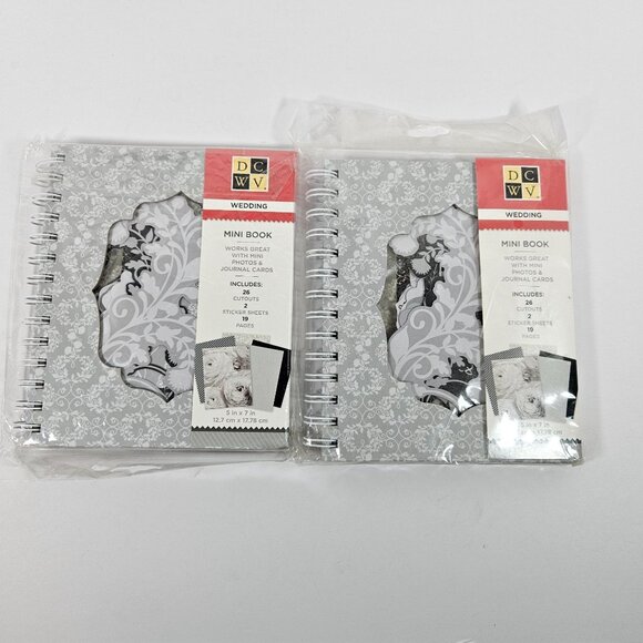 DCWV Wedding Mini Books Gray & White 26 Cutouts & 2 Sticker Sheets Lot of 2 NEW - Picture 1 of 6